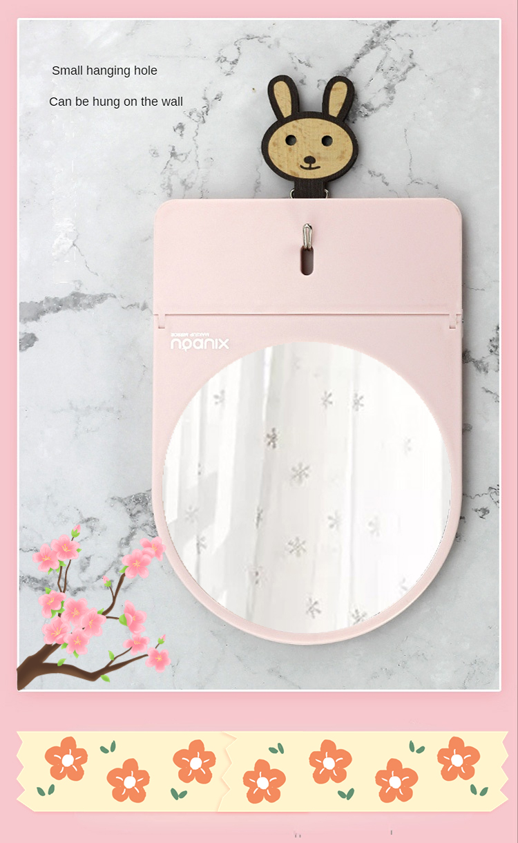 Extra LOGO Plastic Glass Mirror Standing Make-Up Table for Desktop Portable Makeup