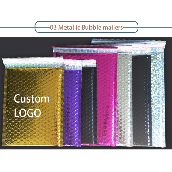 Wholesale Black Envelope Metallic Customized Printed Custom Poly Bubble Mailer Bag