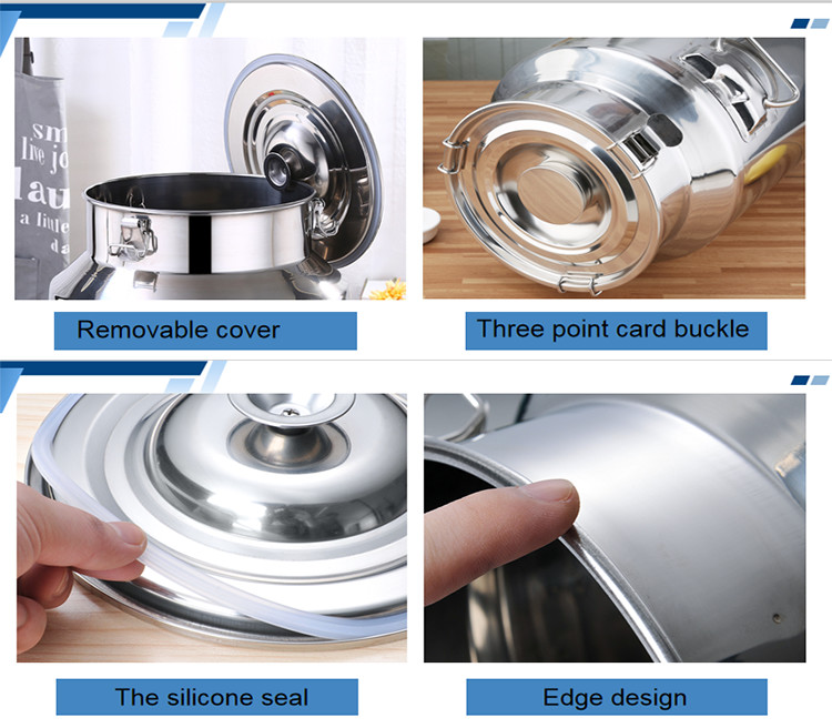 Mini 7 Litres Reusable food containers Silver colour Stainless Steel milk can