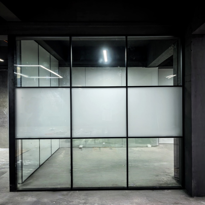 60mm Aluminum Framed Glass Partition Wall with Grid Design for Offices