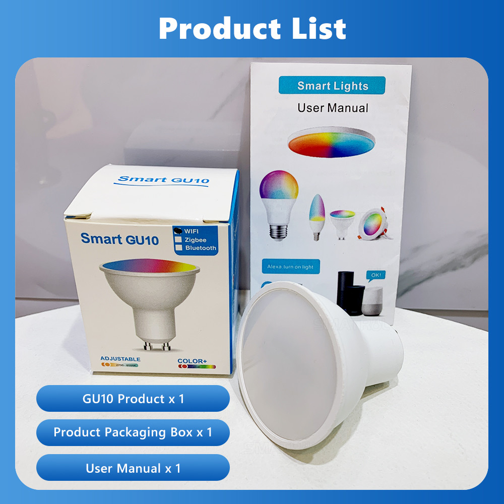 Smart Bulb RGBCW 5W Dimmable Lamps Remote control Work with Alexa Google Home Tuya GU10 WiFi Smart Light LED Bulbs