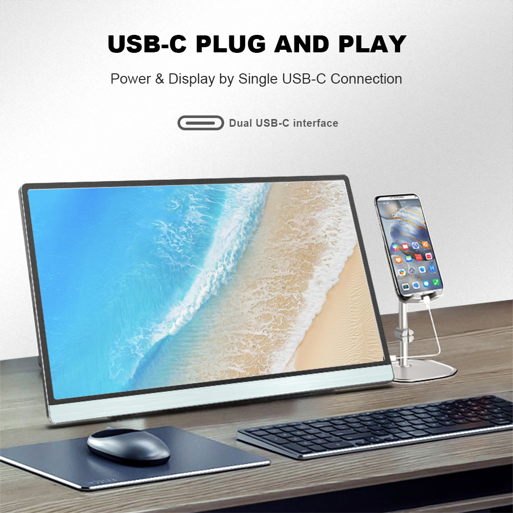 1080P FHD Gaming USB Portable Tablet Laptop External Screen Extender 14 Inch