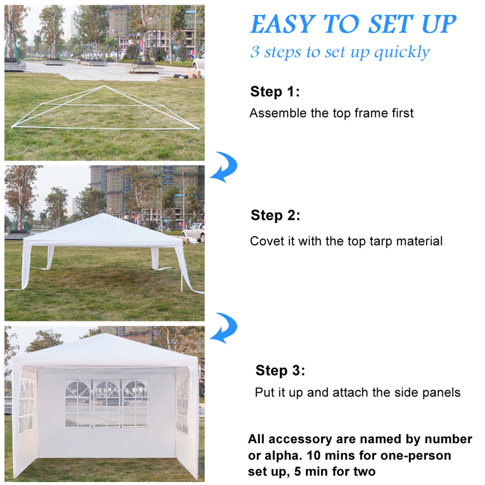 Powder Coated AJUNION 10' x 20' Outdoor Tent Canopy Gazebo Pavilion for Wedding Party
