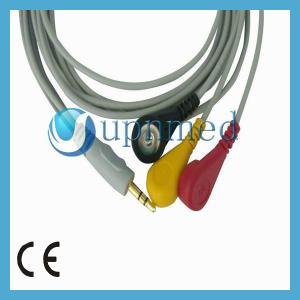 China Holter One piece 3-lead ECG Cable with leadwires wholesale