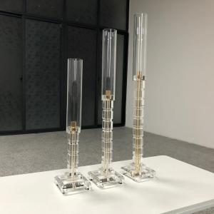 China Crystal Ceremony Glass Wedding Candle Holder Set 3 Pcs 57cm 71cm 81cm wholesale
