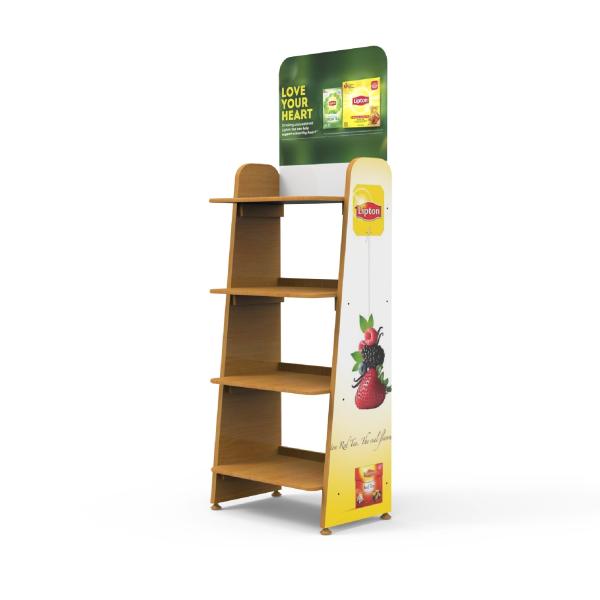 Customized Wooden Laminated Display Rack For Commercial Supermarkets Display Tea