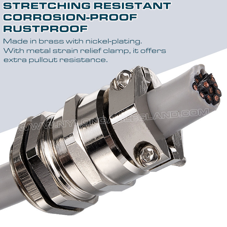 Brass Cable Glands, NPT Thread, IP68 Rating, NPT1/4"~NPT2", with External Strain Relief (Tension Relief)