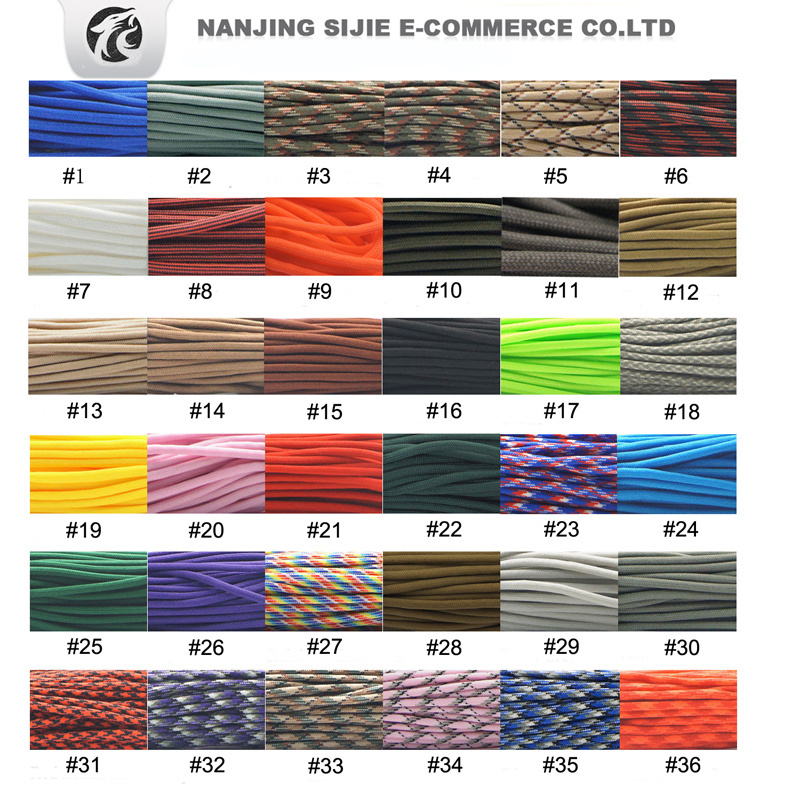 Outdoor Survival Paracord 550 with 7 Inner Strand Typeiii Polyester Paracord Rope