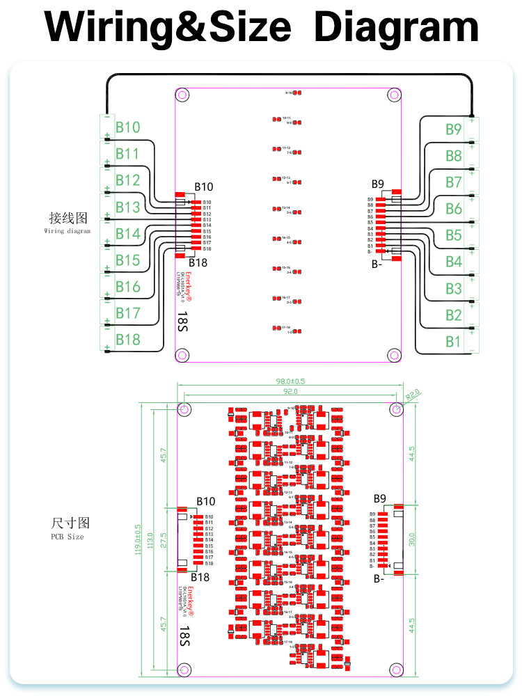 18S 1A Active Equalization Balancer BMS 30A Over Discharge Protection