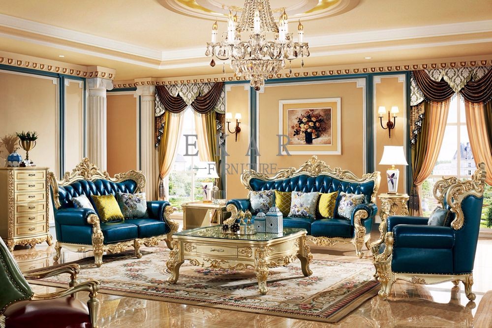 Wooden Frame Royal Furniture Classic Sofa Set