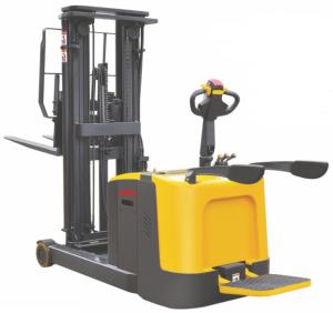 China Load Capacity 1.2 Ton Narrow Aisle Lift Trucks , Forwarding Mast Stand Up Reach Forklift wholesale