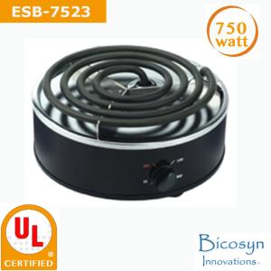 China ESB-7523 750 Watt low price Compact Single Buffet Burner Electric Hot Plate, Black, UL approved, Back to school item wholesale