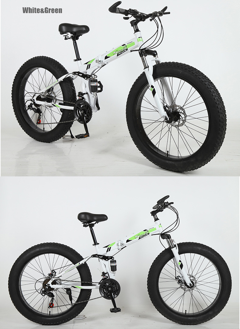 Customizable 26 Inch Fat Tyre Cycle Folding Snow Mountain Beach Cruisers Bike Big Tire Bicycle with Carton Size 154*25*78cm