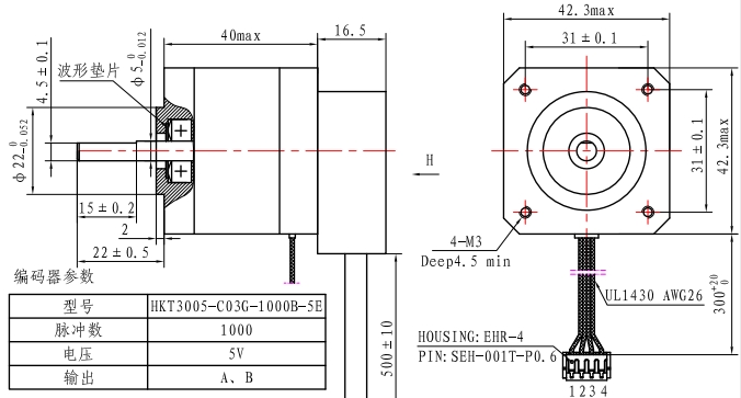 360mN.M 42x40mm Close Loop Stepper Motor Nema 17 With 1000 Ppr Encoder For Automation Equipment