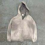 Gym Brown Acid Wash Fleece Zip Hoodie Streetwear Cotton Hoodie Blank Zip Up