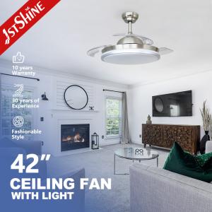 China LED Retractable Ceiling Fan Light 3 Speed Remote Control Modern wholesale