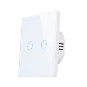 China 2 Gang WiFi RF Smart Switch UK 2400W Glass Touch Light Switch on sale