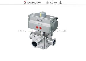 China Sanitary Three way non retention Ball Valve with Aluminium Pneumatic wholesale