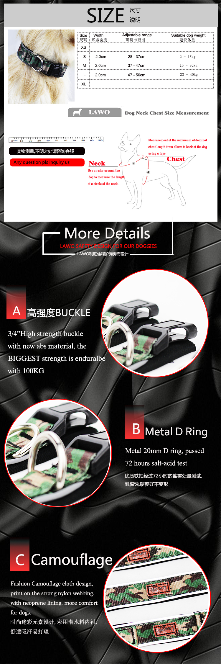Luxury Pattern Reflective Big Nylon Dog Collars Products Pet Accessories Custom Dog Collar