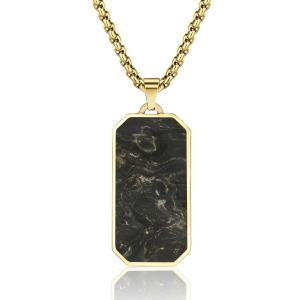 China Rectangle Forged Carbon Fiber Pendant SS Plated Men's 14k Gold Cross Necklace wholesale