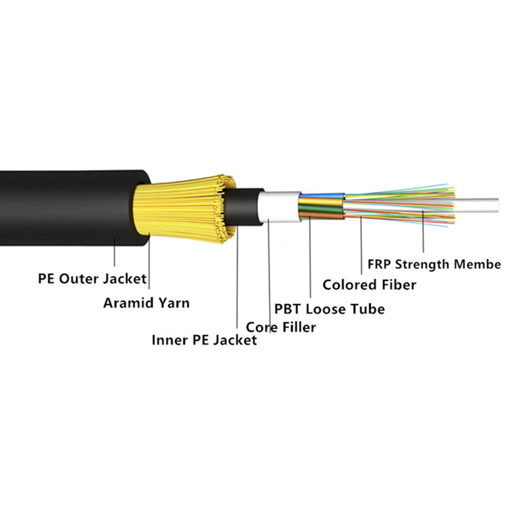Overhead ADSS Fiber Optic Cable 12 Core Self Supporting OEM