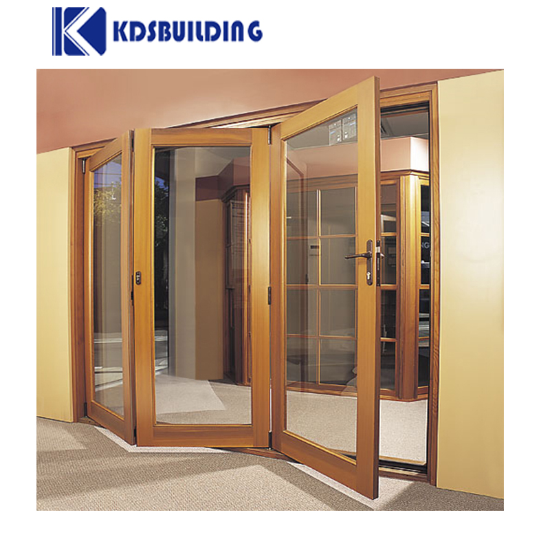 KDSBuilding China Factory Cheap Price Simple Teak Wood Front Folding Door Design