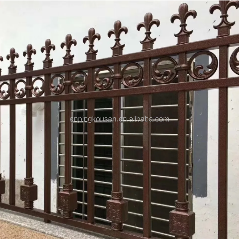 3m Black Aluminum Hot Dipped Galvanized Powder Coated Garden Steel Fence Panels With Post