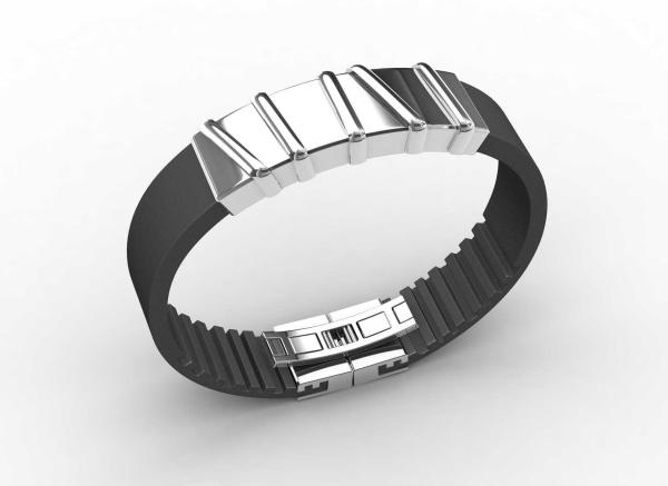 Top Quality Europe Fashion Stainless Steel Genuine Leather Silicone Bangle