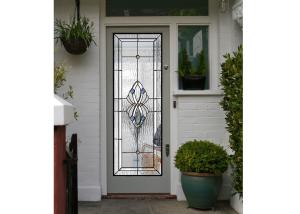 China Polished Wrought Iron Glass Double Entry Doors Firm Type Iron Mosaic Glass Thickness 30Mm wholesale
