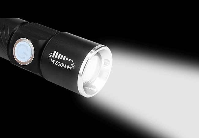 Zoomable Rechargeable LED Flashlight Magnetic Pocket Flashlight Usb Charge Torch