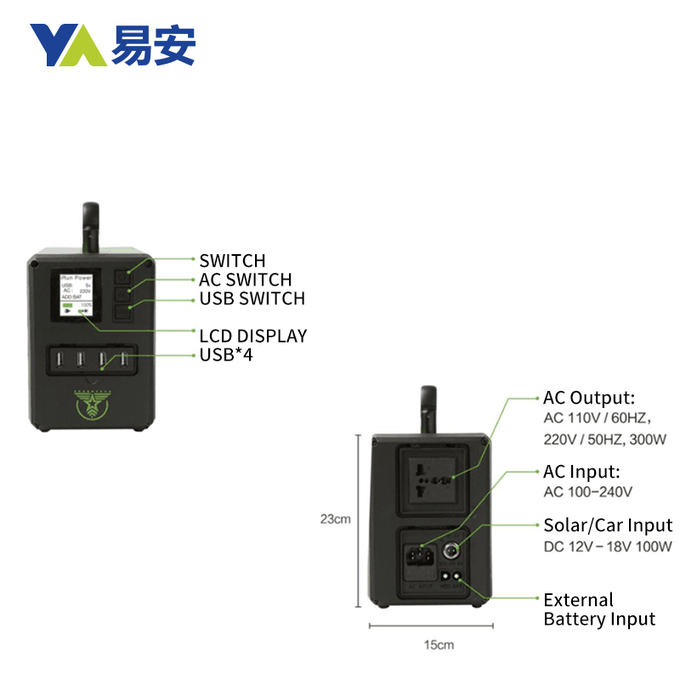 500W Lithium Portable Power Station Waterproof with more than 1500 life cycles and Led Screen indicator, 500Wh 0
