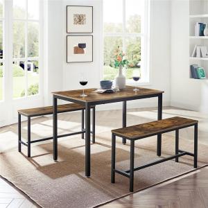 China Dining Table with 2 Benches, Industrial Dining Table Set, Dining Table, Dining Benches, Kitchen Furniture, KDT070B01 wholesale