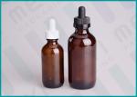 Boston Round Blue / Amber Glass Dropper Bottles With Childproof Droppers
