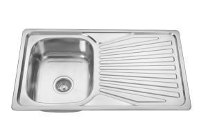 China OEM Top Mount Stainless Steel Single Bowl Kitchen Sink With Drainboard 36x20 wholesale