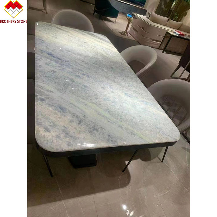 Customized Size Blue Quartz Countertops Backlit Brazil Blue Crystal Marble Stone at Good