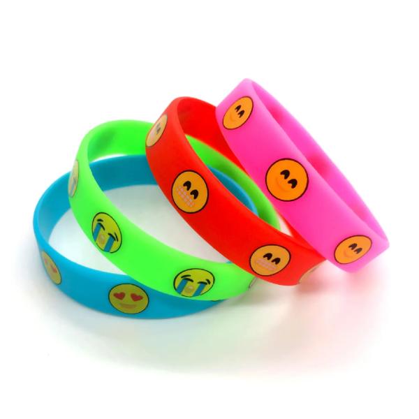 Smiling Face Silicone Rubber Toy , Silicone Wristband Bracelet For Commercial Gift