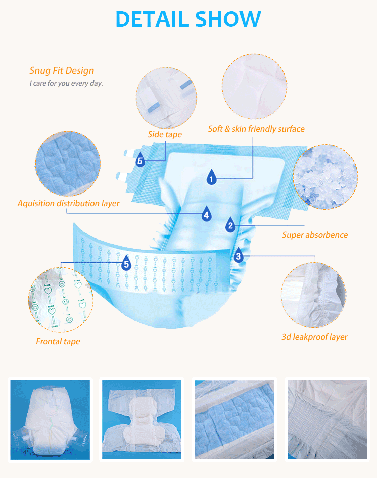 High Absorbency Ultra Thin Incontinence Soft Care Disposable Adult Diaper