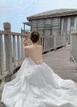 Women Sexy Low Cut Back Maxi Dress , Halter Neck Summer Maxi Dress