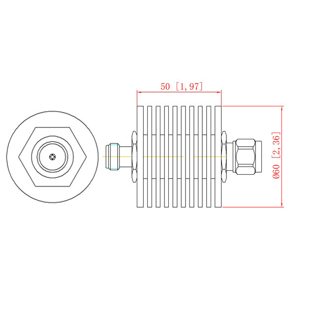 DC-4000MHz 30W Attenuator N Male To N Female