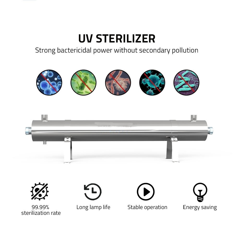 304 Stainless Steel Pipeline UV Water Filter Machine 48gpm Overflow Removable Bracket
