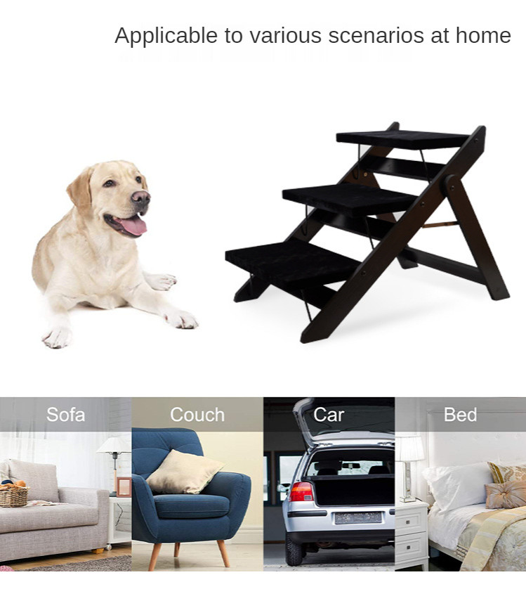 Non Slip 70cm Dog Step Ladder 3 Layers Wooden Wear Resistant