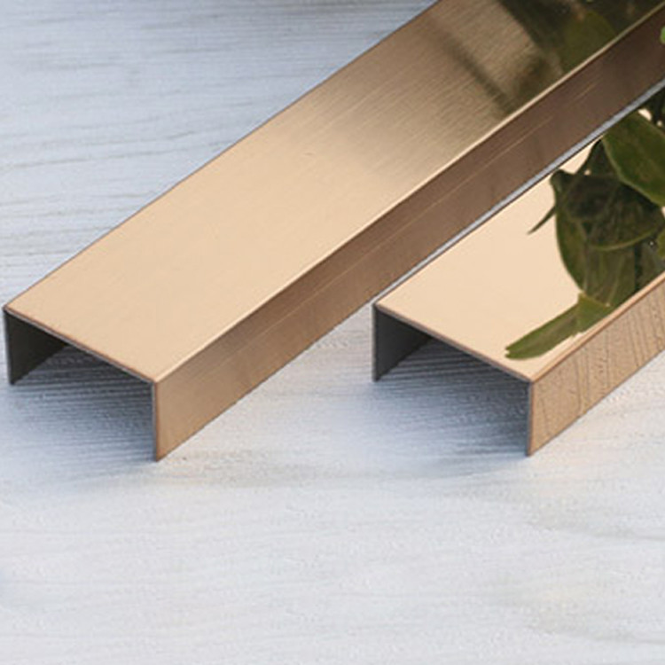 304 8mm 12mm Stainless Steel Tile Trim Edge Titanium U Shaped SS Profile