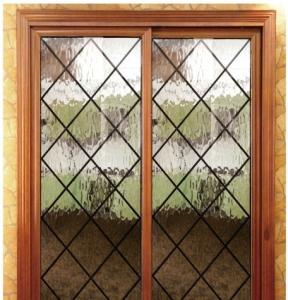 China Decorative Door Inserts Wrought Iron Glass 12x12 Mm Black Steel Bar Light Transmittance wholesale