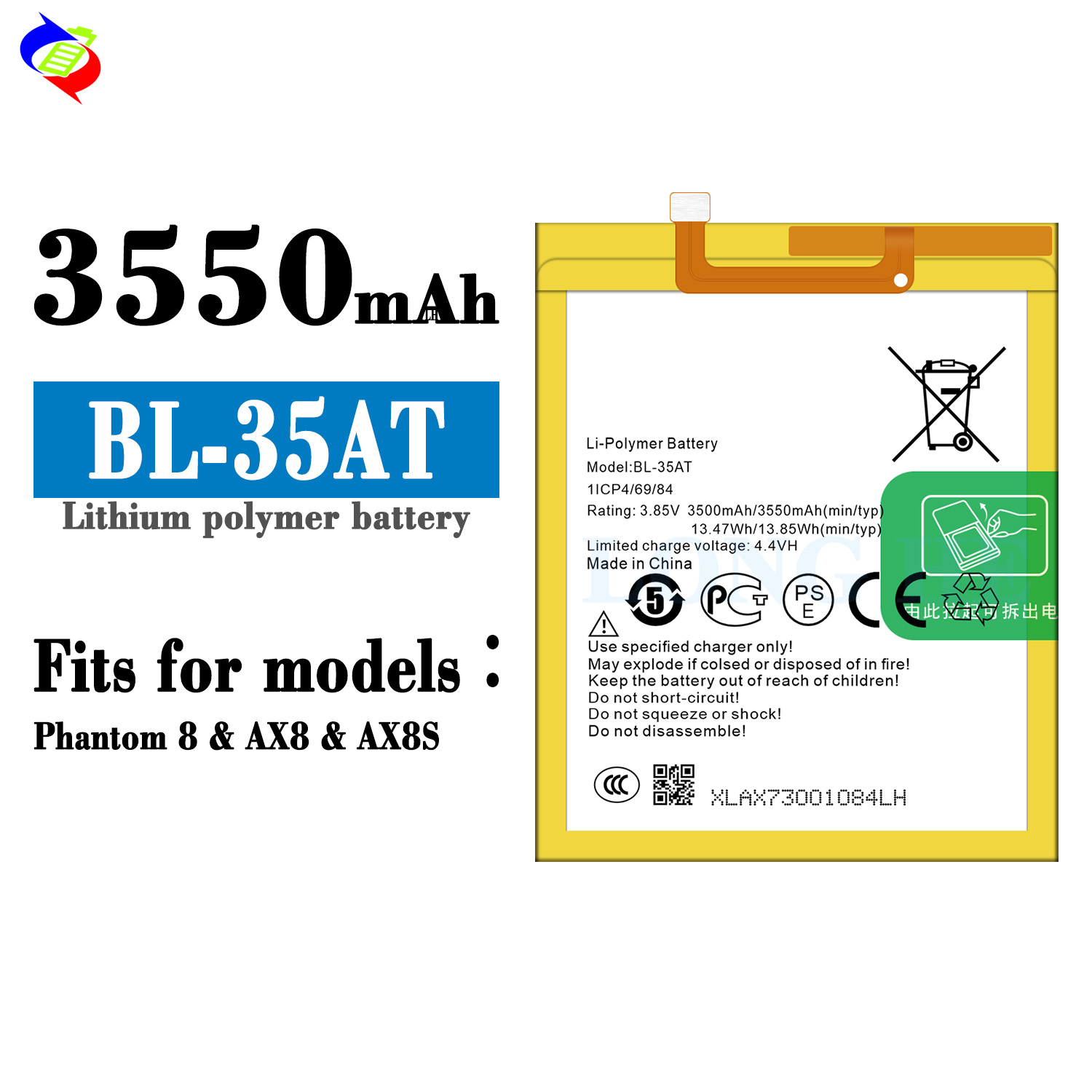 Stock AX8 and AX7 BL-35AT 3550mAh Mobile Phone Battery for Tecno Phantom 8 Guaranteed