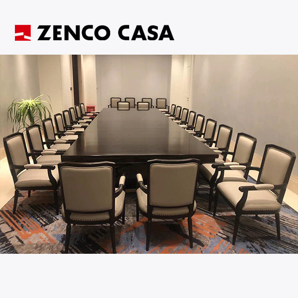 Hotel Meeting Room Furniture Solid Wood Conference Table With Leather Wood