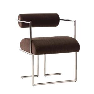 China Stainless Steel Upholstered Dining Armchair Brown Metal Frame Dining Chairs wholesale