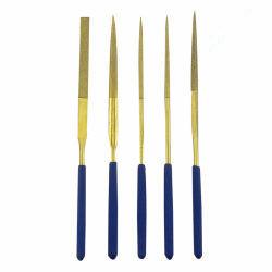 China Gloden Color 5 PCS Diamond File Set 4mm Shank Diamete 160mm Total Length For Jewelry Carving wholesale