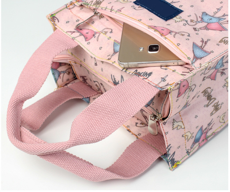 Large Capacity Printed Thermal Insulated Canvas Lunch Box Cooler Bag