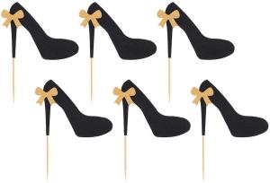 China Glitter Bow Cupcake Anniversary High Heel Shoe Cake Topper wholesale