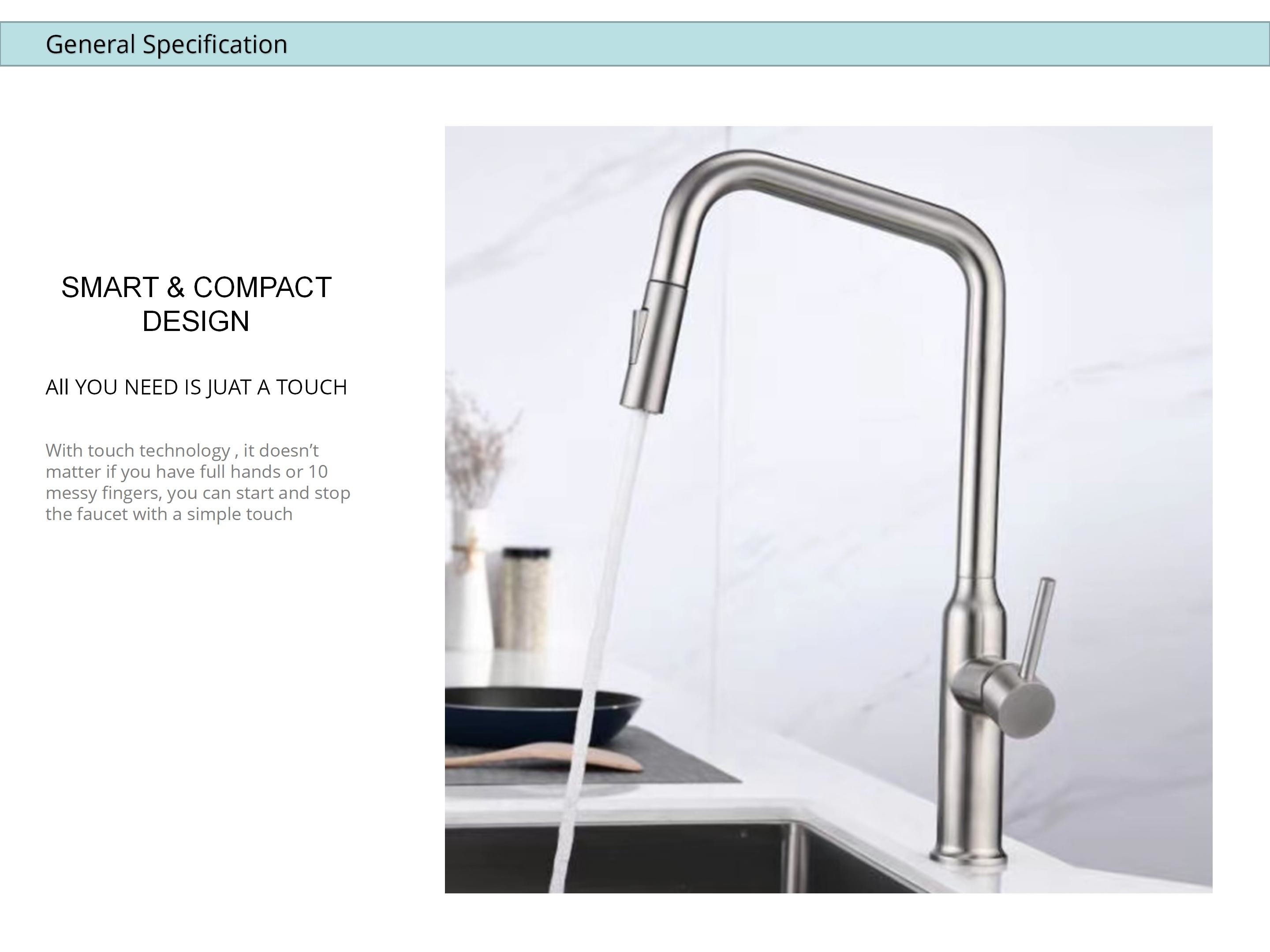 Smart Single Hole Kitchen Faucet With Sprayer High Arc Tubular Spout Mixer